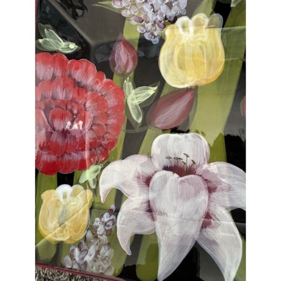 Lesal Studio Evening Song Colorful Floral Serving Platter 18x10 - Picture 9 of 10